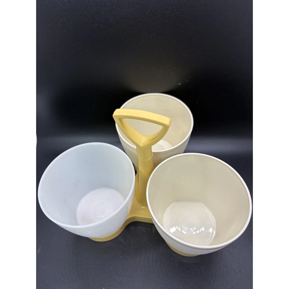 Tupperware Vintage 3 Piece‎ Condiment Caddy Set  757-3  Almond  (P)